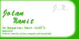 jolan manit business card